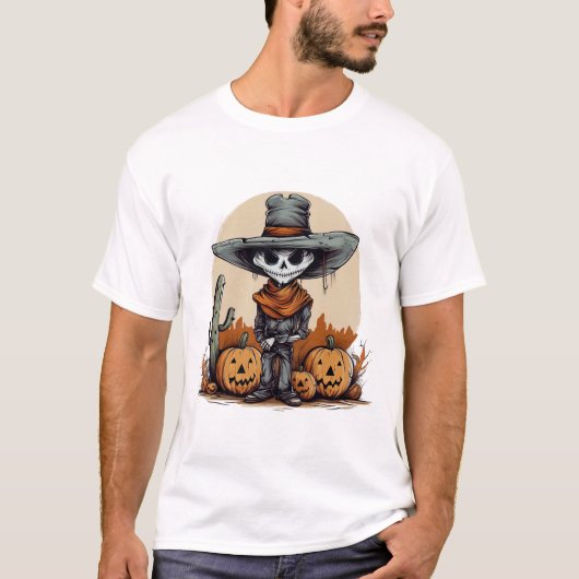 Halloween Skeleton Kürbisshirt T-Shirt (Vorderseite)