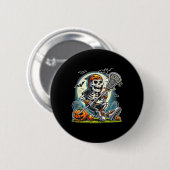 Halloween Skeleton Lacrosse Button (Vorne & Hinten)