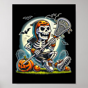 Halloween Skeleton Lacrosse Poster