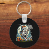 Halloween Skeleton Lacrosse Schlüsselanhänger (Vorderseite)