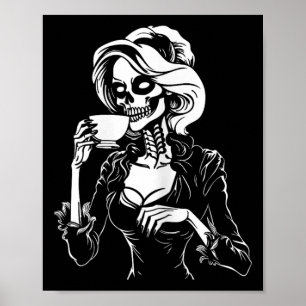 Halloween Skeleton Lazy Skull Trinkwasserkosten Poster