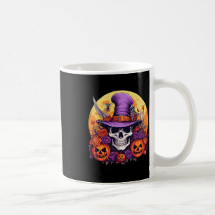 Halloween Skeleton Lila Hat Orange Belt Floral B Kaffeetasse