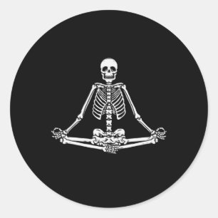 Halloween Skeleton Lotus Yoga Balance Geburtstag Runder Aufkleber