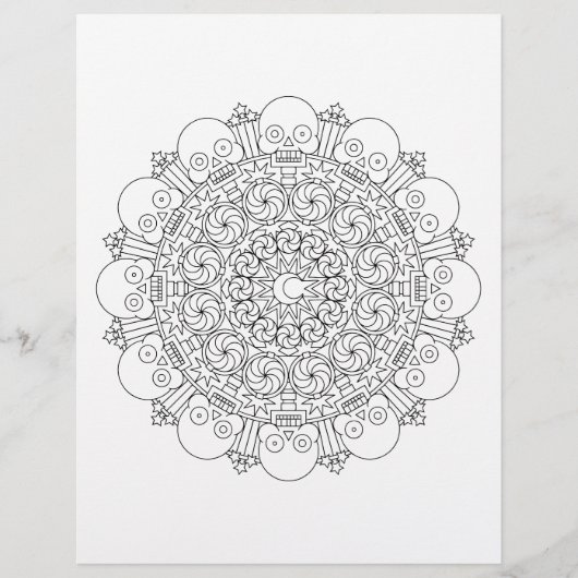 Halloween Skeleton Mandala Coloring Bundle Flyer (Vorne)