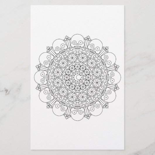 Halloween Skeleton Mandala Coloring Pack Flyer (Vorne)