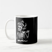 Halloween Skeleton Messy Bun Coffee Funny Costume Kaffeetasse (Links)