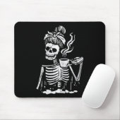 Halloween Skeleton Messy Bun Coffee Funny Costume Mousepad (Mit Mouse)