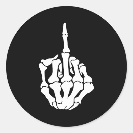 Halloween Skeleton Middle Finger Runder Aufkleber (Vorderseite)