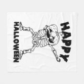Halloween Skeleton mit Pumpkin - Happy Halloween Fleecedecke (Vorderseite (Horizontal))