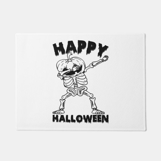 Halloween Skeleton mit Pumpkin - Happy Halloween Fußmatte (Vorderseite)