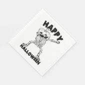 Halloween Skeleton mit Pumpkin - Happy Halloween Serviette (Ecke)