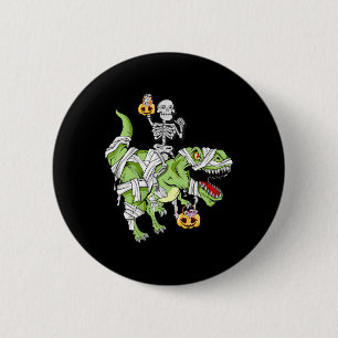 Halloween Skeleton Mummy Dinosaur T rex Fun Hallow Button