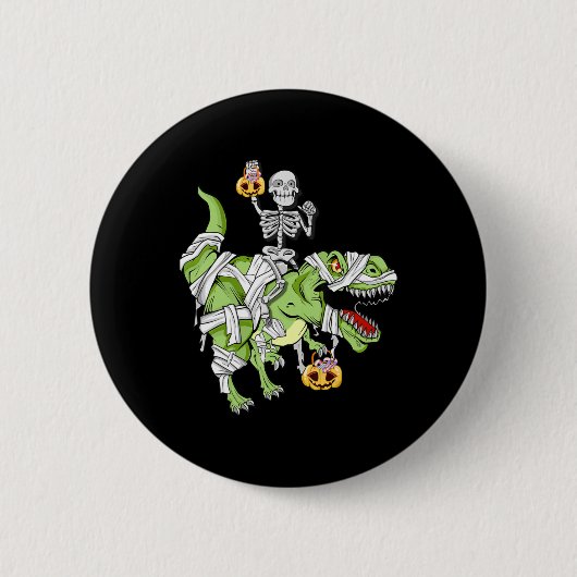 Halloween Skeleton Mummy Dinosaur T rex Fun Hallow Button (Vorderseite)
