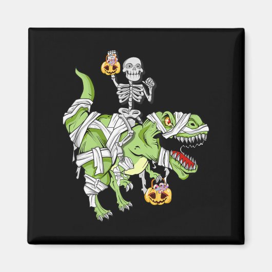 Halloween Skeleton Mummy Dinosaur T rex Fun Hallow Magnet (Vorne)