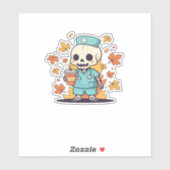 Halloween Skeleton Nurse With Coffee Classic T-Shi Aufkleber (Blatt)
