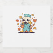Halloween Skeleton Nurse With Coffee Classic T-Shi Schaumweinetikett (Einzelnes Label)