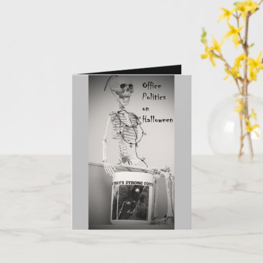 Halloween Skeleton Office Gewerkschaft Kaffeepause Karte (Gelbe Blume)