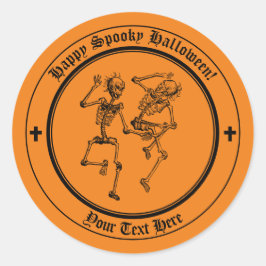 Halloween Skeleton Orange & Black Sticker