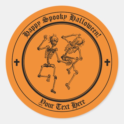 Halloween Skeleton Orange & Black Sticker (Vorderseite)