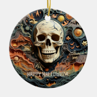 Halloween Skeleton Paper Quill Art Keramik Ornament