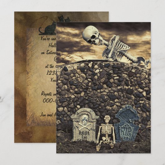Halloween Skeleton Party Einladung (Vorne/Hinten)