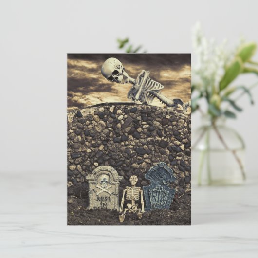 Halloween Skeleton Party Einladung (Stehend Vorderseite)