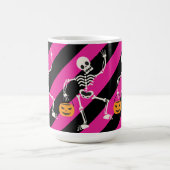 Halloween Skeleton Pink / Schwarz Streifen Tasse (Mittel)