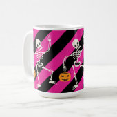 Halloween Skeleton Pink / Schwarz Streifen Tasse (Vorderseite Links)