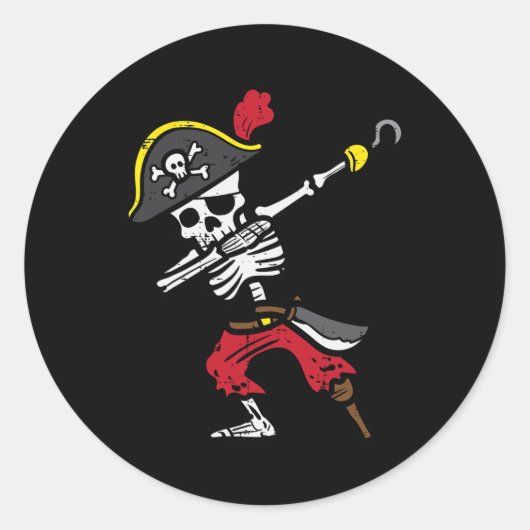 Halloween Skeleton Pirate Dab Costume Boy Kids Tod Runder Aufkleber (Vorderseite)