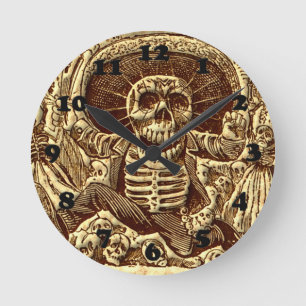 Halloween Skeleton Pirate Runde Wanduhr