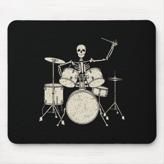 Halloween Skeleton Playing Drum Niedlich Funny Dru Mousepad (Vorne)