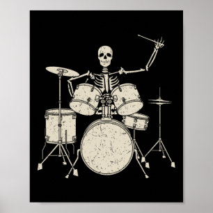 Halloween Skeleton Playing Drum Niedlich Funny Dru Poster
