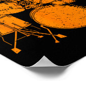 Halloween Skeleton Playing Drum Niedlich Funny Dru Poster (Ecke)