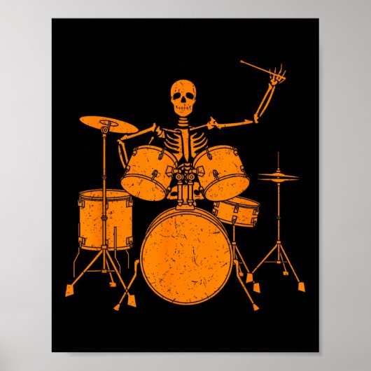 Halloween Skeleton Playing Drum Niedlich Funny Dru Poster (Vorne)