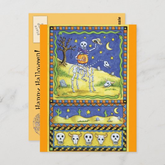 Halloween Skeleton Postcard Postkarte (Vorne/Hinten)