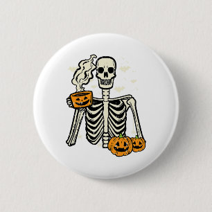 Halloween Skeleton Pumpkin Fall Kaffee Kostüm Button