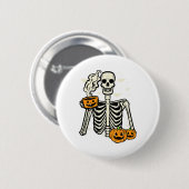 Halloween Skeleton Pumpkin Fall Kaffee Kostüm Button (Vorne & Hinten)
