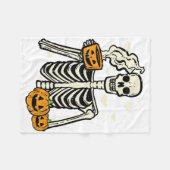 Halloween Skeleton Pumpkin Fall Kaffee Kostüm Fleecedecke (Vorderseite (Horizontal))