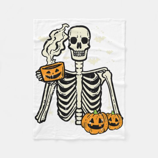 Halloween Skeleton Pumpkin Fall Kaffee Kostüm Fleecedecke (Vorderseite)