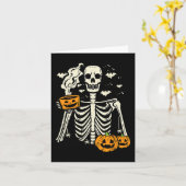 Halloween Skeleton Pumpkin Fall Kaffee Kostüm Karte (Gelbe Blume)