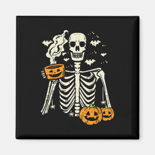 Halloween Skeleton Pumpkin Fall Kaffee Kostüm Magnet