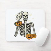 Halloween Skeleton Pumpkin Fall Kaffee Kostüm Mousepad (Mit Mouse)
