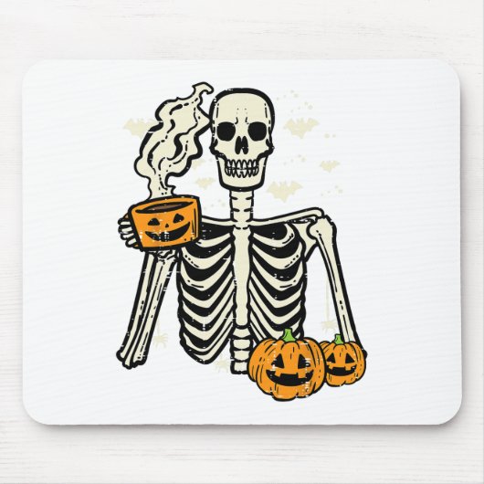 Halloween Skeleton Pumpkin Fall Kaffee Kostüm Mousepad (Vorne)