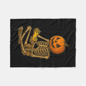 Halloween Skeleton Pumpkin Gamer Video Gaming Men  Fleecedecke (Vorderseite (Horizontal))