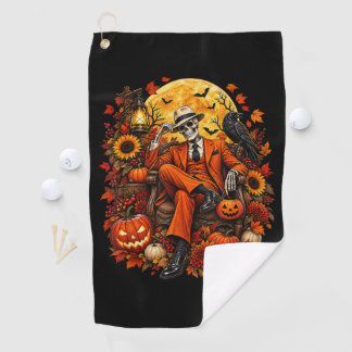 Halloween Skeleton Pumpkin Harvest Spooky Autumn Golfhandtuch