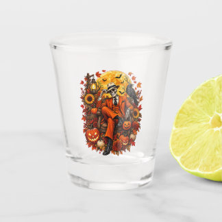 Halloween Skeleton Pumpkin Harvest Spooky Autumn Schnapsglas