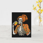 Halloween Skeleton Pumpkin Spice Latte Karte (Gelbe Blume)