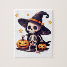 Halloween Skeleton Puzzle - Niedliche Hexe Skeleto