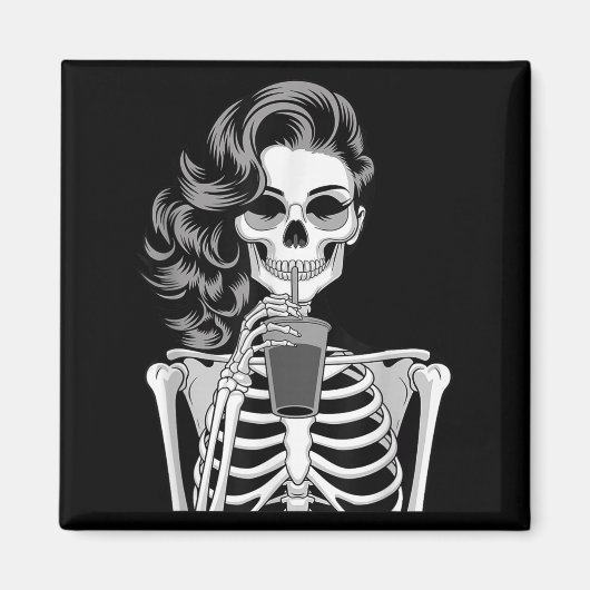 Halloween Skeleton Retro Style Drink Beverage Quir Magnet (Vorne)