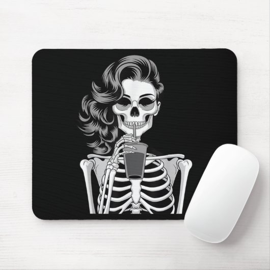 Halloween Skeleton Retro Style Drink Beverage Quir Mousepad (Mit Mouse)